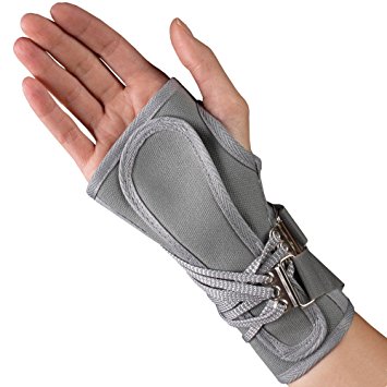 OTC Wrist Splint, Cock-Up Lacing, Canvas, ProChoice, Grey, Medium (Right Hand)