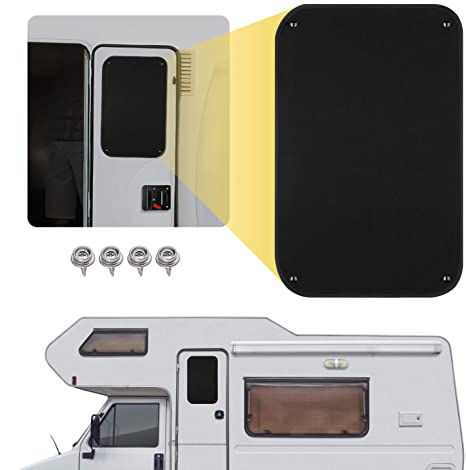 Kohree RV Door Window Shade, 24 x 16 Inch Camper Sunshade Privacy Screen Window Cover, Travel Trailer Sun Shade, Acrylic Blackout Fabric, UV Rays Protection, Waterproof, Black