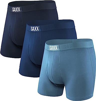 Saxx Men's Underwear - Ultra Super Soft Boxer Briefs with Fly and Built-in Pouch Support - Underwear for Men, Pack of 3, Black