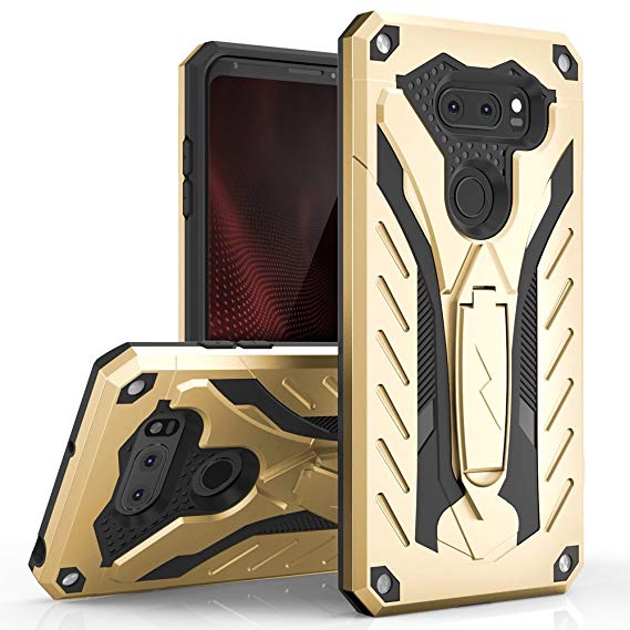 Zizo [Static Series] for LG V30 Shockproof [Military Grade Drop Tested] with Kickstand [Heavy Duty Case] compatible with LG V35 ThinQ (Gold/Black)