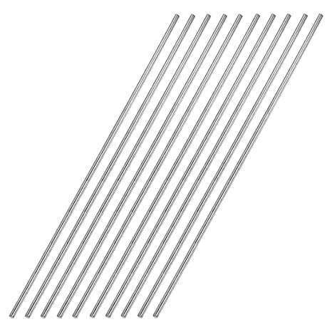 uxcell 2.5mm x 300mm 304 Stainless Steel Solid Round Rod for DIY Craft - 10pcs