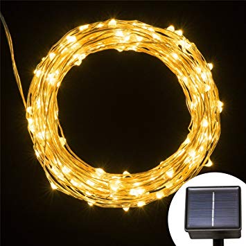 Lightbuy String Lights Holiday Light - Solar Powered Copper Wire Lights 100 LEDs Starry String Lights Ambiance Lighting for Outdoor Garden Home Christmas Party