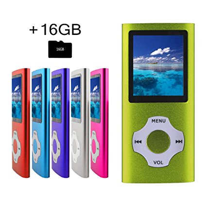 Tomameri - Portable MP3 / MP4 Player with Rhombic Button, Including a 16 GB Micro SD Card and Support up to 32GB, Compact Music & Video Player, Photo Viewer, Video and Voice Recorder Supported -Green