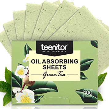 Teenitor Oil Blotting Sheets, 100 Sheets Green Tea Oil Absorbing Tissues Paper, Large 10cmx7cm Oil Blotters