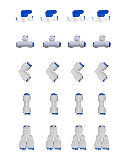 NEESHOW 1/4" OD Quick Connect Push In to Connect Water Tube Fitting for RO Reverse Osmosis Water Filter Fittings Pack of 20