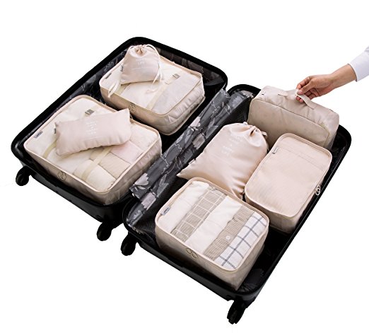 8 Set Packing Organizer,Waterproof Mesh Travel Luggage Packing Cubes with Shoes Bag