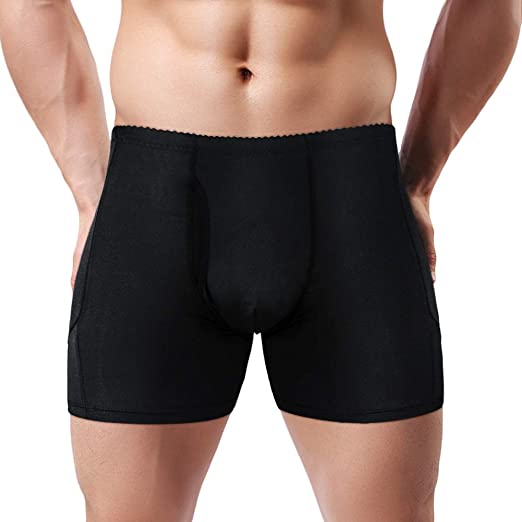 NonEcho Men Butt Lifter Shapewear Padded Briefs Boxers Underwear Hip Enhancer 4 Detachable Pads