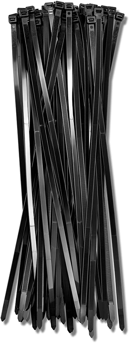 26" Black 200 lbs (100 Pack) Zip Ties, Choose Size/Color, By Bolt Dropper