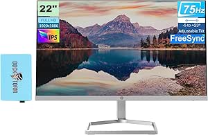 HP M22f 22” 1080P FreeSync Monitor 2D9J9AA#ABA Bundle with Docztorm Dock, 22" IPS FHD (1920x1080) 75Hz Anti-Glare Display, HDMI, VGA, Ideal for Home & Business (2024 Latest Model) - Pack of 1