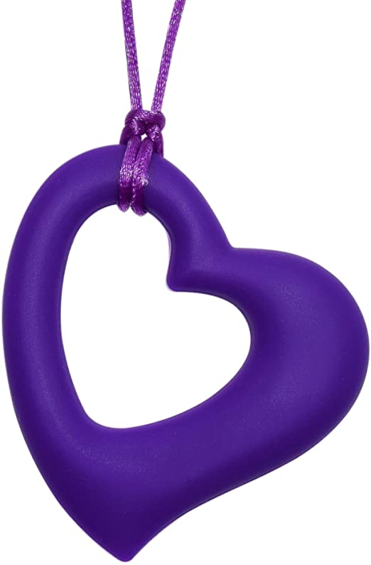 Munchables Beloved Heart Necklace - Sensory Chew Jewelry for Kids (Purple)