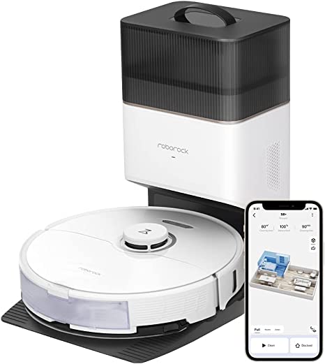 Roborock S8  Robot Vacuum, Sonic Mop with Self-Empty Dock, Stores up to 60-Days of Dust, Auto Lifting Mop, Ultrasonic Carpet Detection, 6000Pa Suction