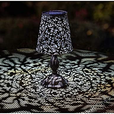 Garden Mile® Outdoor Solar Powered Table Top Garden Light Metal Silhouette Lamp for Patio Garden Outdoors Lantern Rustic Lighting