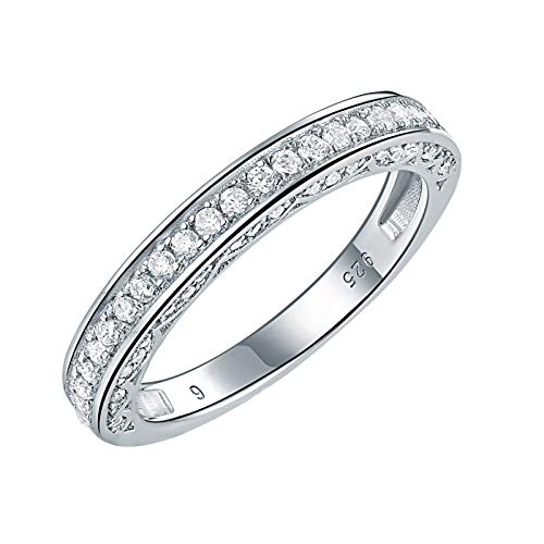 Newshe Stackable Band Wedding Engagement Ring for Women 925 Sterling Silver CZ Eternity 2.5mm Size 5-12