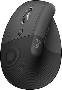 Logitech Lift Left Souris Ergonomique Verticale, Sans Fil, Bluetooth ou récepteur USB Logi Bolt, Silencieuse, 4 boutons, Compatible avec Windows/macOS/iPadOS, Ordinateur Portable, PC - Graphite