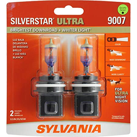 SYLVANIA 9007 SilverStar Ultra High Performance Halogen Headlight Bulb, (Pack of 2)