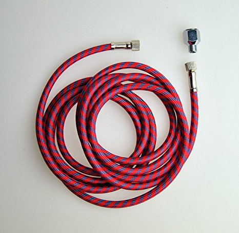 Weberdisplays 10 FT ( 3 Meter ) Long Braided Airbrush Hose with 1/8 Inch to 1/8 Inch BSP fittings and One 1/8" to 1/4" end Coupling Coupler Fitting For Air Brush Compressor Outlet 1/8" or 1/4" (10)