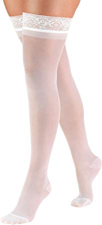 Truform Sheer Compression Stockings, 15-20 mmHg, Women's Thigh High Length, 20 Denier, White, X-Large