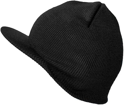 TOP HEADWEAR Winter Beanie Hat with Visor Brim Warm Knit Cuffless Beanie Cap