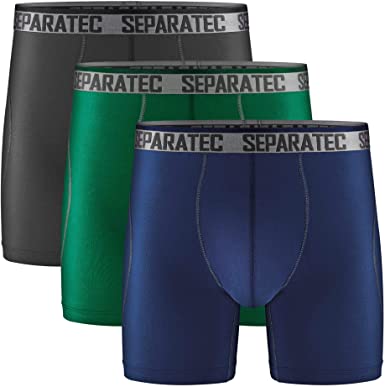 Separatec Men's Underwear Dual Pouch Sport Quick Dry Boxer Briefs 3 Pack