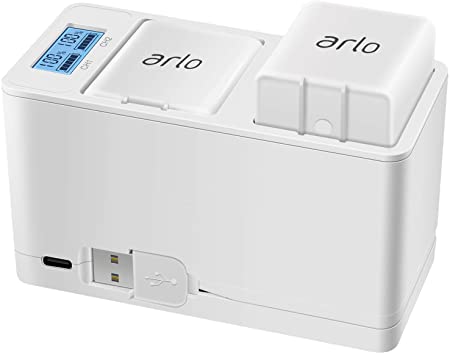 Ukor Arlo Pro/Pro 2/Go Battery Charger Station - [High Speed] [Dual Slot] [Digital Reading] Rechargeable Battery Charging Station for Arlo Pro/Pro 2/Go Camera with Type C Port and USB Cable