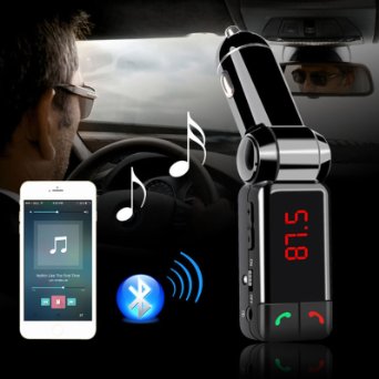 ONEVER LCD Display Wireless FM Transmitter Bluetooth Car Charger MP3 Player Kit Hand Free with Calling Music Control In-car Bluetooth Receiver and USB Charger for iPhone 6s Samsung Galaxy S6