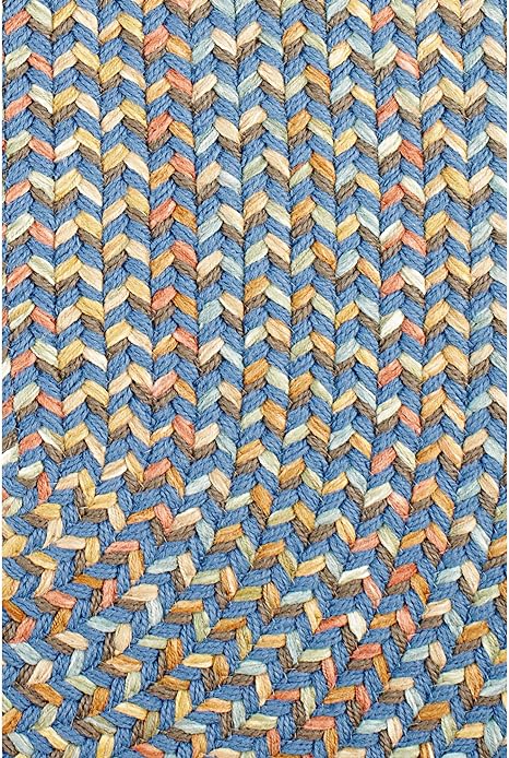 Super Area Rugs Confetti Braided Rug Traditional Rug, Marina Blue, 5' X 8' Oval