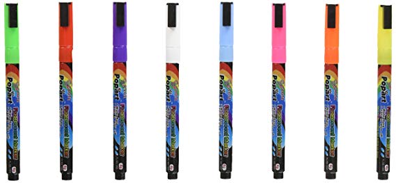 FlashingBoards Wet Liquid Chalk Marker Set (3.0 mm) in Bright Neon Colors, 8 Pk