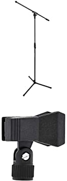 AmazonBasics Tripod Boom Microphone Stand with Clothespin Style Microphone Clip