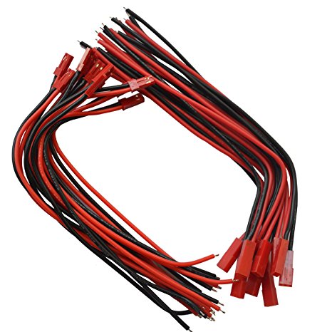 VIMVIP® 10 Pairs 180mm Silica Silicone JST Connector Plug Cable Line Male Female for RC BEC Lipo，Resistance High Temperature and High Pressure 200C 600V