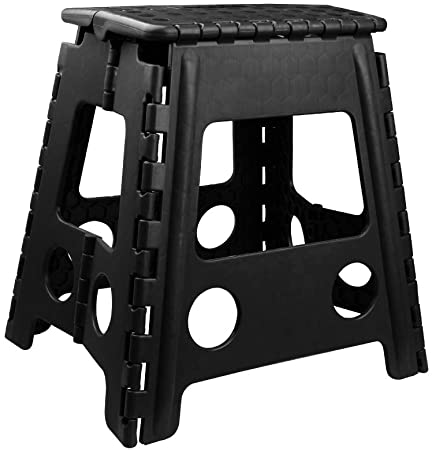 Usmascot Non-Slip Folding Step Stool, Sturdy Safe Enough - Holds up to 350 Lb -13 inch Footstool for Adults or Kids, Fold Ladder Storage/Opens Easy, for Kitchen,Toilet,Camping ect. (Black, 13 inch)