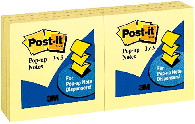 Post-it Pop-up Notes 3x3 in, 6 Pads, America's’s #1 Favorite Sticky Notes, Canary Yellow, Clean Removal, Recyclable (R330-YW6PK)