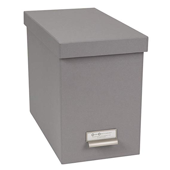 Bigso John Desktop File Thin Label Frame Storage Box, Grey