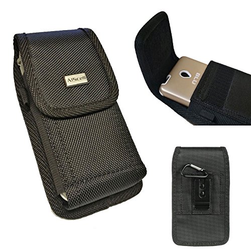 Samsung Galaxy S7 , Galaxy S6 , Galaxy S5 ~ Pouch Holster Case XXL Large Vertical/Horizontal SUPER DUTY Nylon Canvas Carrying Pouch with Heavy Duty Metal Clip Holster[Fits phone with Otterbox Defender / Mophie Juice Pack / Lifeproof protective / LOVE MEI / THICK cover on]