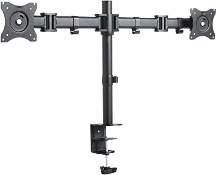 Maxam Dual LCD Black Heavy Duty Fully Adjustable Monitor Stand, Fits Two Screens Up To 27"