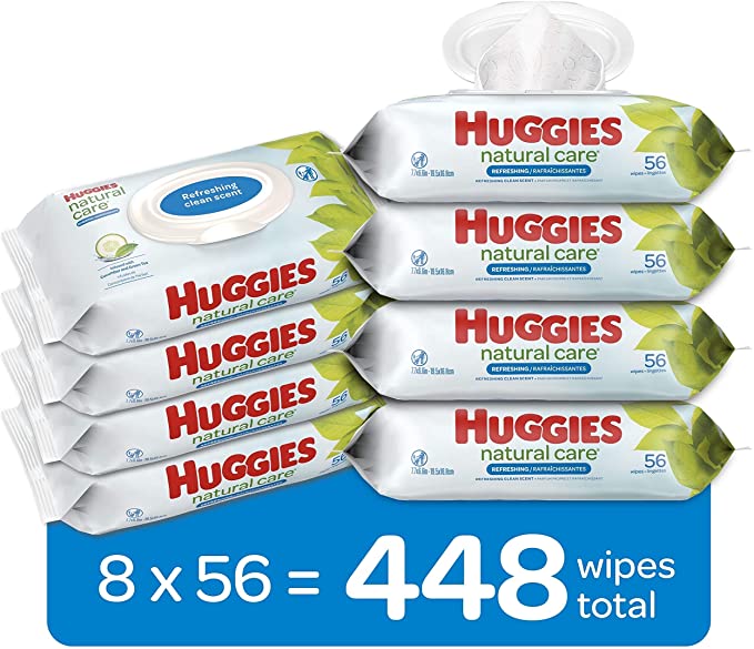 HUGGIES Refreshing Clean Baby Wipes, 8 Pack, 448 Sheets Total