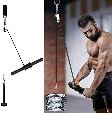 Pellor Forearm Wrist Blaster Roller, Arm Strength Trainer with Pulley for Gym Home Easy Install [Grip Wire Rope and Steel Pipe]