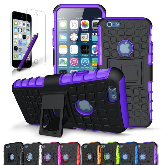 iPhone 7 Plus Case, CINEYO(TM) heavy Duty Rugged Dual Layer Case with kickstand (Apple Iphone 7 Plus case Black) (Purple)