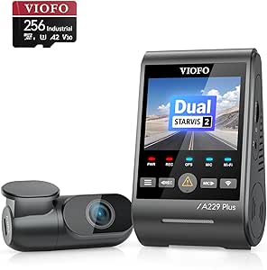 【Bundle: VIOFO A229 PLUS 2CH   256GB SDCard】 VIOFO A229 Plus Dash Cam with Dual STARVIS 2 Sensors, 2 Channel HDR, 1440P 1440P Front and Rear, Voice Control Car Dash Camera, 5GHz Wi-Fi, Ultra-Preci