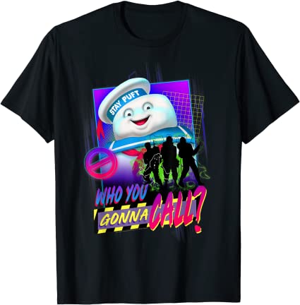 Ghostbusters Who You Gonna Call? Retro Neon Poster T-Shirt