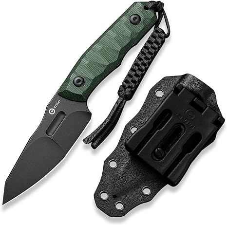 CIVIVI EDC Fixed Blade Knife with Kydex Sheath, T-clip, Lanyard for Outdoor Carry, Propugnator Knife PG KNIVES Designed, 4.15" D2 Blade Micarta Handle C23002-2