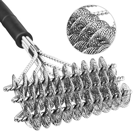Ylovetoys Safe Clean Grill Brush, Bristle Free Barbecue Cleaner 100% Rust Resistant Stainless Steel BBQ Grilling Brush for All Grill Types, 3 Coil