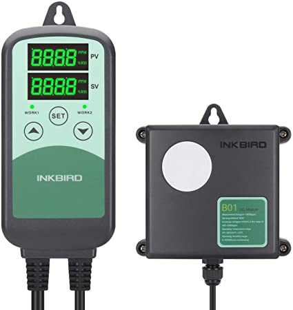 Inkbird ICC-500T CO2 Controller CO2 Meter Carbon Dioxide Controller for Grow Room and CO2 Generator, with CO2 Sensor for Agricultural (CO2 Controller   B01 Sensor)