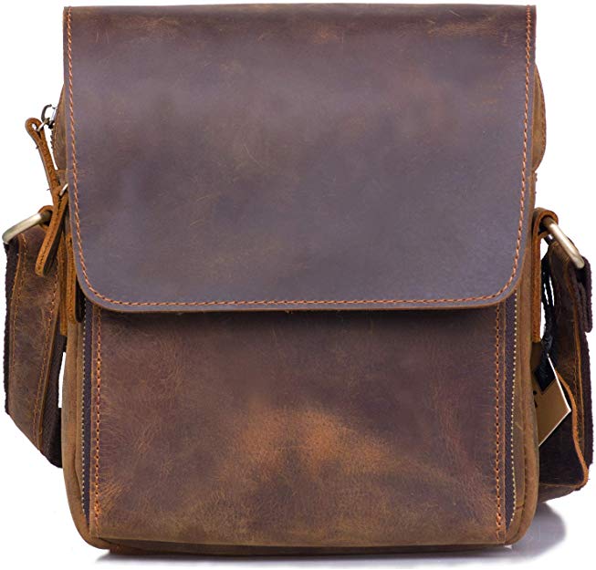 Leather Crossbody Bags for Men, Jack&Chris Shoulder Bag Ipad Messenger Bag