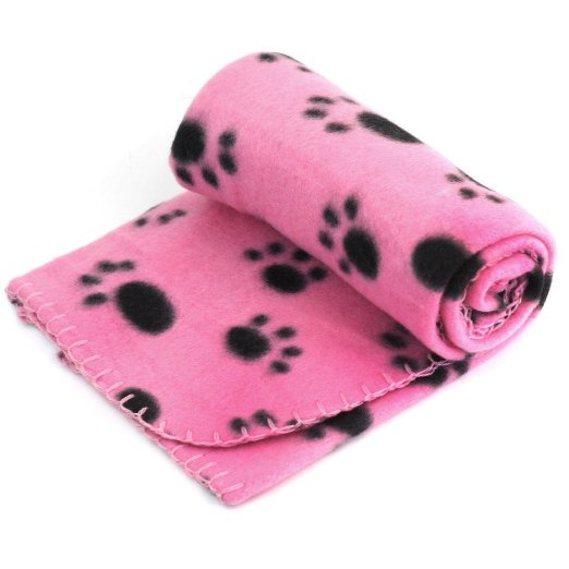 Pet Dog Cat Puppy Kitten Soft Blanket Doggy Warm Bed Mat Paw Print Cushion (Pink)