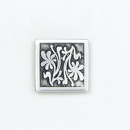 Wild Flowers Pin Square - Magnetic Back Closure - No holes in Clothes - Handcrafted Pewter Made in USA - Antique Finished
