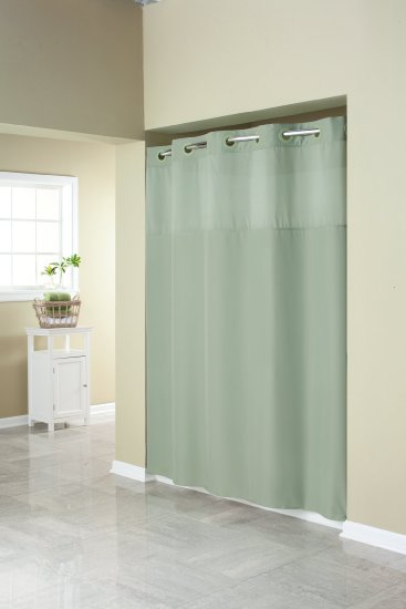 Hookless RBH40MY409 Fabric Shower Curtain with Built in Liner  -Sage