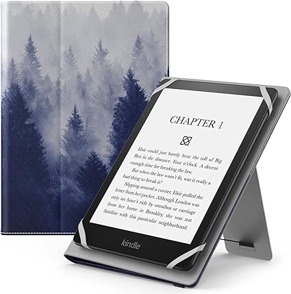 MoKo Universal Case for 6",6.8",7" Kindle eReaders - Kindle/Kobo/Voyaga/Lenovo/Sony Kindle E-Book Reader, Lightweight PU Leather Folio Shell Cover Case, with Hand Strap/Kickstand, Gray Forest