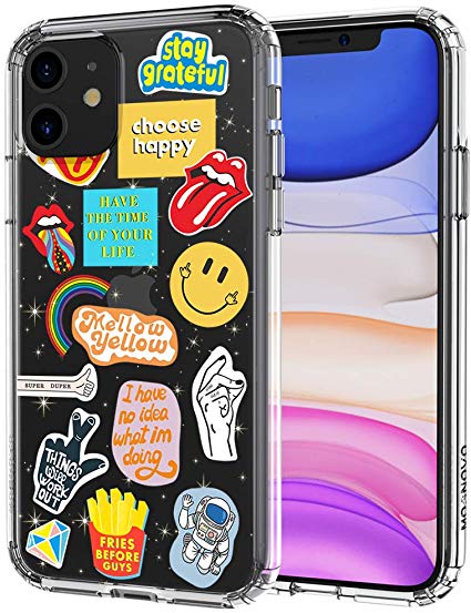 MOSNOVO iPhone 11 Case, Pop Culture Pattern Clear Design Transparent Plastic Hard Back Case with TPU Bumper Protective Case Cover for Apple iPhone 11 (2019)