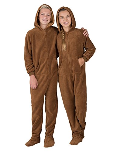 Footed Pajamas - Teddy Bear Kids Hoodie Chenille