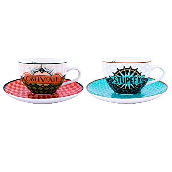 Warner Bros FATC1 Silver Buffalo Fantastic Beasts & Where To Find Them "Obliviate" & "Stupefy" Spells Tea Cup Set, Multicolor